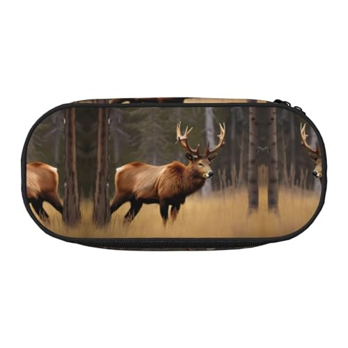 GaxfjRu Federmäppchen, Motiv: Wildtiere, Hirsch, Bär, Elch, großes Fassungsvermögen, für Zuhause, Uni, Büro, Organizer für Erwachsene, Studenten von GaxfjRu