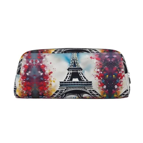 GaxfjRu Federmäppchen aus Leder, Motiv: Eiffelturm, Paris, niedliches Federmäppchen, kleines Federmäppchen, schöne Schreibwaren-Tasche, tragbare Kosmetiktasche, Reißverschlusstasche von GaxfjRu
