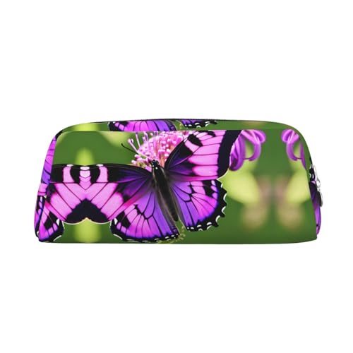 GaxfjRu Federmäppchen aus Leder, Motiv: Schmetterling, niedliches Federmäppchen, kleines Federmäppchen, schöne Schreibwarentasche, tragbare Kosmetiktasche, Reißverschlusstasche von GaxfjRu