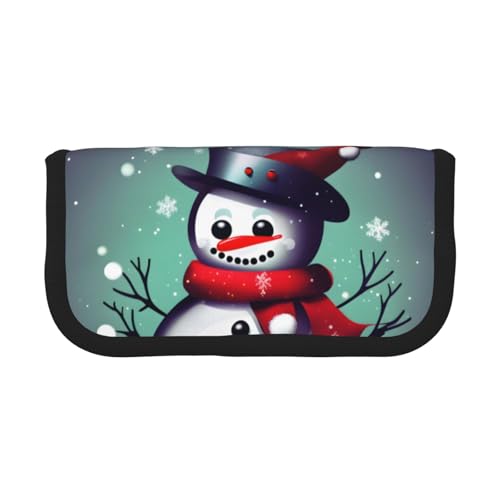GaxfjRu Federmäppchen aus Segeltuch mit Aufschrift "Merry Christmas Day", Motiv: Schneemann und niedlicher Punkt, organisierte Aufbewahrung für Picknicks und den täglichen Gebrauch, Make-up-Tasche von GaxfjRu