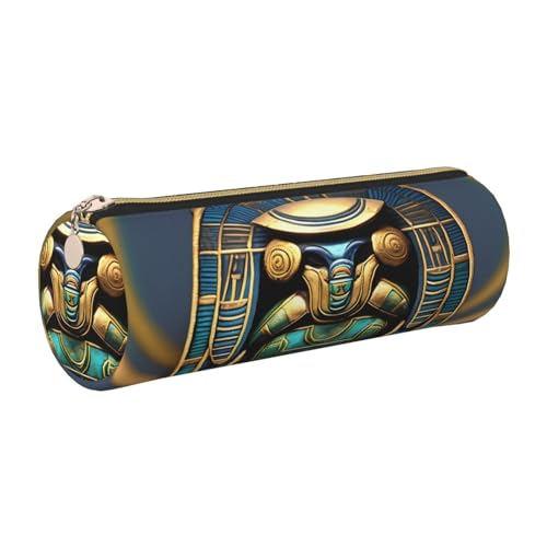GaxfjRu Federmäppchen aus ägyptischem Skarabäus-Leder, mit Reißverschluss, für Füllfederhalter und Kugelschreiber, weich, genarbt von GaxfjRu