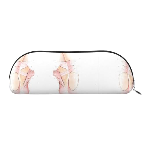 GaxfjRu Federmäppchen für Ballettschuhe, kompakt, tragbar, Leder, halbrund, mit galvanisiertem Reißverschluss, Federmäppchen von GaxfjRu