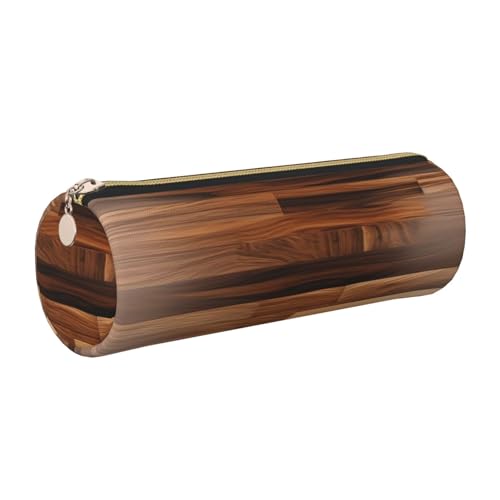 GaxfjRu Federmäppchen für Füllfederhalter, Holzmaserung, Leder, mit Reißverschluss, weich, genarbt von GaxfjRu