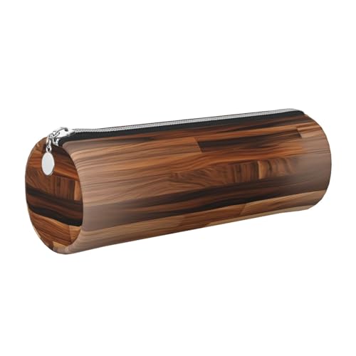 GaxfjRu Federmäppchen für Füllfederhalter, Holzmaserung, Leder, mit Reißverschluss, weich, genarbt von GaxfjRu