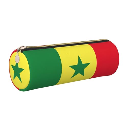 GaxfjRu Federmäppchen für Füllfederhalter, Motiv: Flagge von Senegal, Leder, mit Reißverschluss, weich, genarbt von GaxfjRu