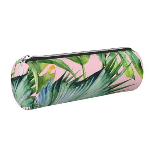 GaxfjRu Federmäppchen für Füllfederhalter, Motiv: frische Bananenblätter, Leder, mit Reißverschluss, weich, genarbt von GaxfjRu