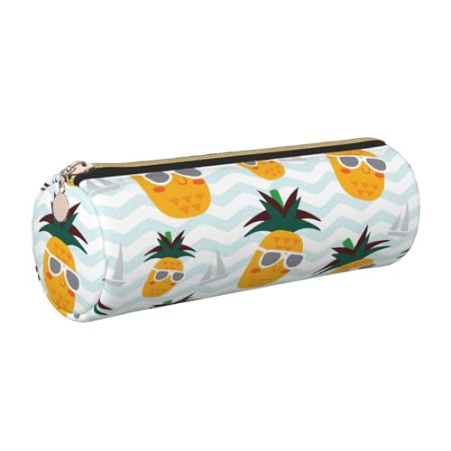 GaxfjRu Federmäppchen für Füllfederhalter, niedliches Ananas-Leder, mit Reißverschluss, weich, genarbt von GaxfjRu