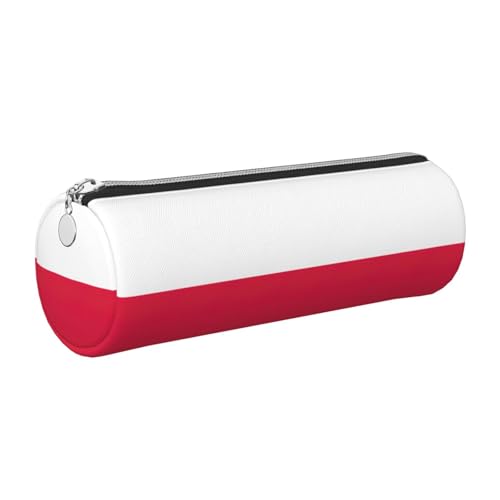 GaxfjRu Federmäppchen für Füllfederhalter, polnische Flagge, Leder, mit Reißverschluss, weich, genarbt von GaxfjRu