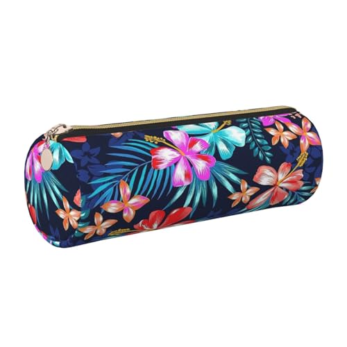 GaxfjRu Federmäppchen für Füllfederhalter und Bleistifte, Leder, mit Reißverschluss, Blumenmuster, Blau von GaxfjRu
