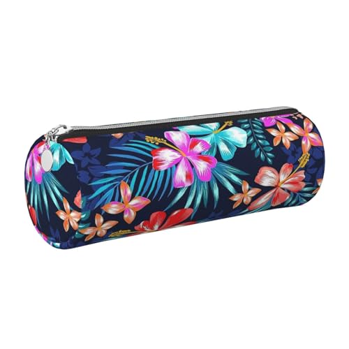 GaxfjRu Federmäppchen für Füllfederhalter und Bleistifte, Leder, mit Reißverschluss, Blumenmuster, Blau von GaxfjRu