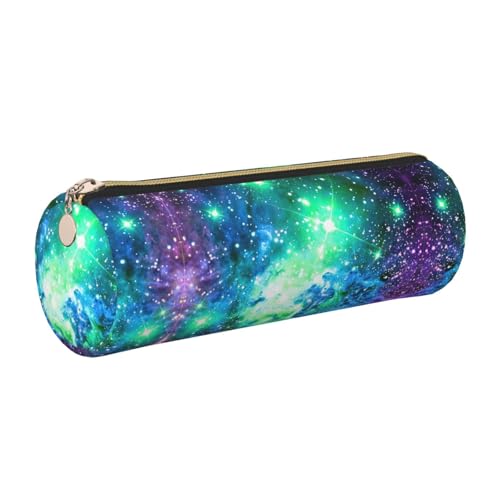 GaxfjRu Federmäppchen für Füllfederhalter und Bleistifte, Leder, mit Reißverschluss, Grün / Blau / Violett von GaxfjRu