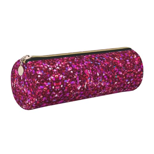 GaxfjRu Federmäppchen für Füllfederhalter und Bleistifte mit Glitzermuster, Leder, mit Reißverschluss, genarbt, weich von GaxfjRu