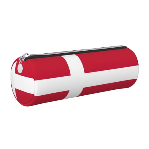 GaxfjRu Federmäppchen für Füllfederhalter und Bleistifte mit dänischer Flagge, Leder, mit Reißverschluss, weich, genarbt von GaxfjRu