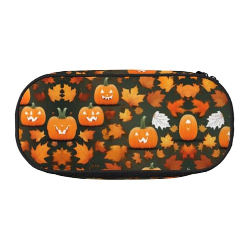 GaxfjRu Federmäppchen mit Aufschrift "Happy Thanksgiving Day", Kürbisdruck, großes Fassungsvermögen, für Zuhause, Uni, Büro, Organizer für Erwachsene, Studenten von GaxfjRu