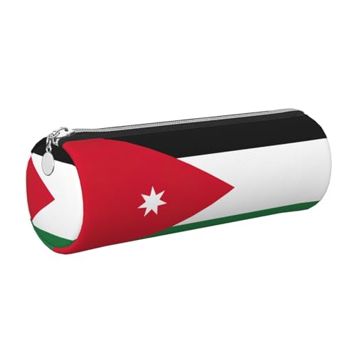 GaxfjRu Federmäppchen mit Jordanien-Flagge, Leder, mit Reißverschluss, für Füllfederhalter und Kugelschreiber, weich, genarbt von GaxfjRu