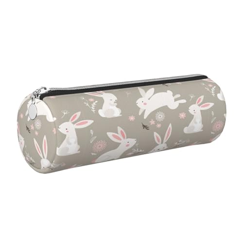 GaxfjRu Federmäppchen mit Osterhasen-Motiv, Leder, mit Reißverschluss, für Füllfederhalter und Kugelschreiber, weich, genarbt von GaxfjRu