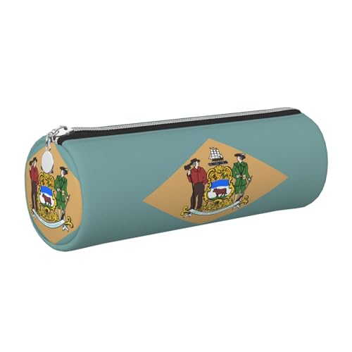 GaxfjRu Flag of Delaware Etui für Füllfederhalter, Leder, mit Reißverschluss, weich, genarbt von GaxfjRu