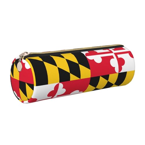 GaxfjRu Flag of Maryland Federmäppchen, Leder, mit Reißverschluss, weich, genarbt von GaxfjRu