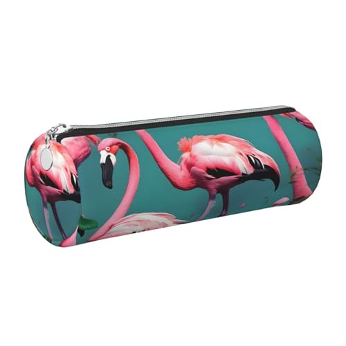 GaxfjRu Flamingo Blumen Runde Federmäppchen Kunstleder - Aufbewahrung für Stifte, Bleistifte, Marker, Kleinigkeiten Metall Reißverschluss mit Leder, silber, Einheitsgröße, Kartenhalter GaxfjRu Flamingo Blumen Runde Federmäppchen Kunstleder - Aufbewahrung für Stifte, Bleistifte, Marker, Kleinigkeiten Metall Reißverschluss mit Leder, silber, Einheitsgröße, Kartenhalter von GaxfjRu