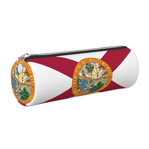 GaxfjRu Florida-Flagge, Leder, Reißverschluss, für Füllfederhalter, Tintenroller und Bleistifte, weich, genarbt von GaxfjRu