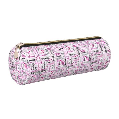 GaxfjRu Gymnastik-Etui aus Leder, mit Reißverschluss, für Tintenroller und Bleistifte, weich, Rosa von GaxfjRu