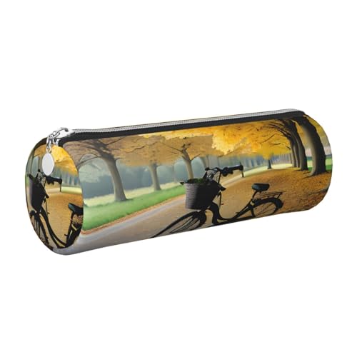 GaxfjRu Herbst Baum mit altem Fahrrad rundes Federmäppchen Kunstleder – Aufbewahrung für Stifte, Bleistifte, Marker, Kleinigkeiten Metall Reißverschluss mit Leder, silber, Einheitsgröße, Kartenhalter GaxfjRu Herbst Baum mit altem Fahrrad rundes Federmäppchen Kunstleder – Aufbewahrung für Stifte, Bleistifte, Marker, Kleinigkeiten Metall Reißverschluss mit Leder, silber, Einheitsgröße, Kartenhalter von GaxfjRu