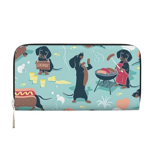 GaxfjRu Hot Dogs und Limonade Print Herren Vintage Look Leder Lange Geldbörse Scheckbuch Portemonnaie Damen Kreditkartenetui von GaxfjRu