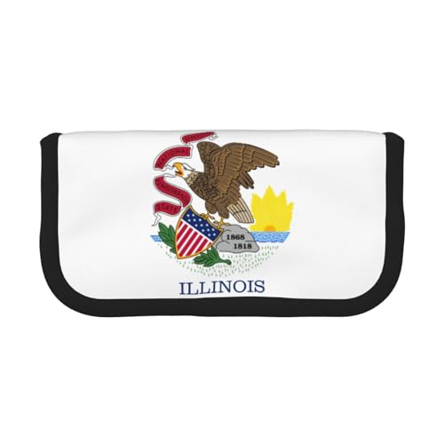 GaxfjRu Illinois Federmäppchen mit Staatsflagge und niedlichem Punkt, organisierte Aufbewahrung für Picknicks und den täglichen Gebrauch, Make-up-Tasche, Stifthalter von GaxfjRu