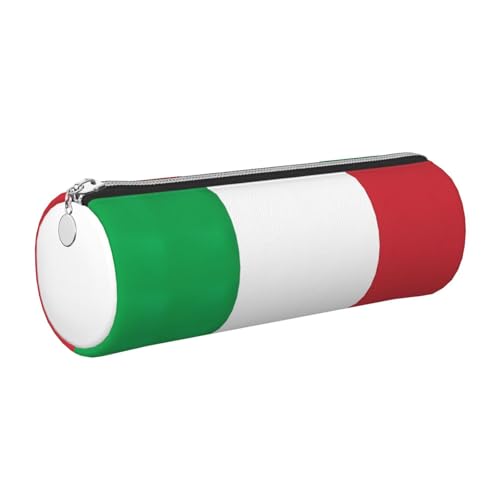 GaxfjRu Italien-Flagge, Leder, mit Reißverschluss, für Füllfederhalter, Tintenroller und Bleistifte, weich, genarbt von GaxfjRu