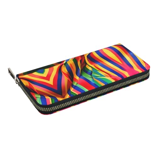 GaxfjRu Kleine Geldbörse aus Leder mit Regenbogenfarben-Streifen-Print für Damen, Kreditkartenetui für Damen von GaxfjRu