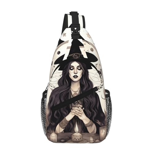GaxfjRu Magic Witch Witchcraft Bohemian Drawing Crossbody Sling Bag Men Women Casual Shoulder Backpack Chest Daypack Satchel for Hiking Travel von GaxfjRu