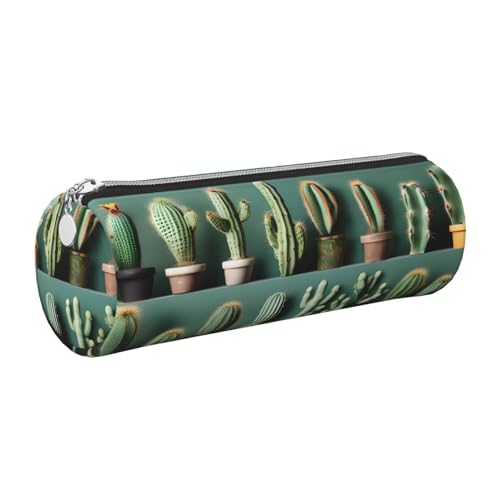GaxfjRu Many Cactus Art Round Pencil Case Faux Leather - Storage for Pens, Pencils, Markers, Small Supplies Metal Zipper with Leather, silber, Einheitsgröße, Kartenhalter GaxfjRu Many Cactus Art Round Pencil Case Faux Leather - Storage for Pens, Pencils, Markers, Small Supplies Metal Zipper with Leather, silber, Einheitsgröße, Kartenhalter von GaxfjRu