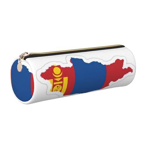 GaxfjRu Mongolische Flagge, Leder, Reißverschluss, für Füllfederhalter, Tintenroller und Bleistifte, weich, genarbt von GaxfjRu