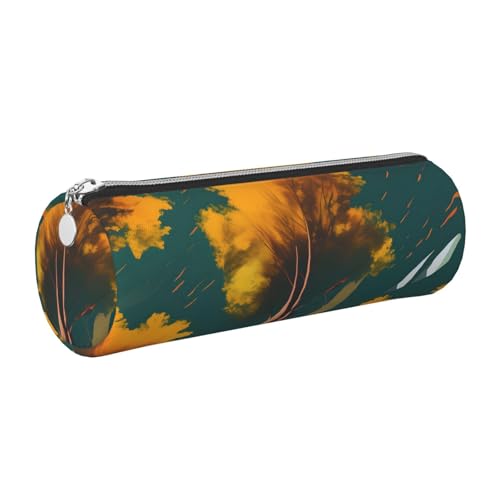 GaxfjRu National Parks Sunshine Trees Rundes Federmäppchen aus Kunstleder – Aufbewahrung für Stifte, Bleistifte, Marker, Kleinbedarf, Metall-Reißverschluss mit Leder, silber, Einheitsgröße von GaxfjRu