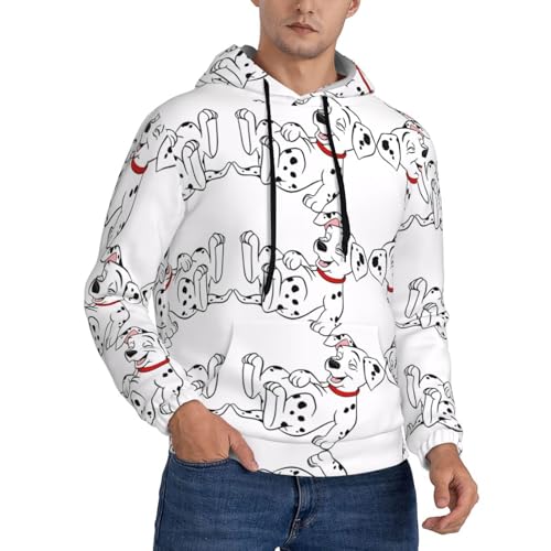 GaxfjRu Niedliche Dalmatiner-Herren-Kapuzenpullover, Notwendigkeits-Hoodies, Herren-Kapuzenpullover, Polyester-Gewebe, angenehm zu berühren, Schwarz , M-5XL von GaxfjRu