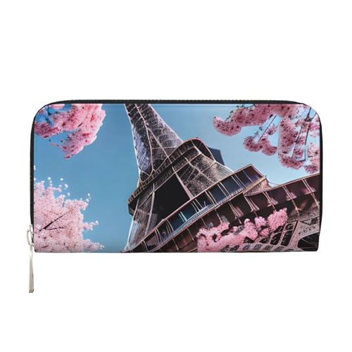 GaxfjRu Ölgemälde Paris Eiffelturm Druck Herren Vintage Look Leder Lange Geldbörse Scheckbuch Portemonnaie Damen Kreditkartenetui von GaxfjRu