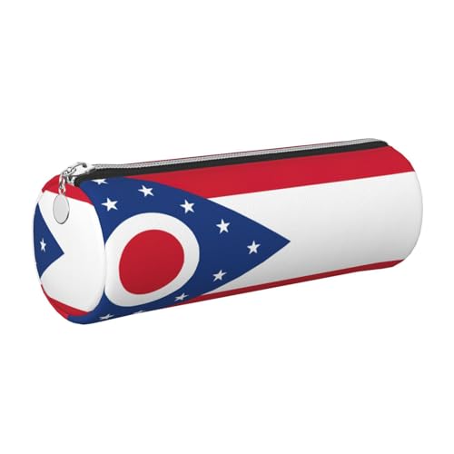 GaxfjRu Ohio State Flag Rundes Federmäppchen aus Kunstleder – Aufbewahrung für Stifte, Bleistifte, Marker, Kleinbedarf, Metall-Reißverschluss mit Leder, silber, Einheitsgröße, Kartenhalter GaxfjRu Ohio State Flag Rundes Federmäppchen aus Kunstleder – Aufbewahrung für Stifte, Bleistifte, Marker, Kleinbedarf, Metall-Reißverschluss mit Leder, silber, Einheitsgröße, Kartenhalter von GaxfjRu