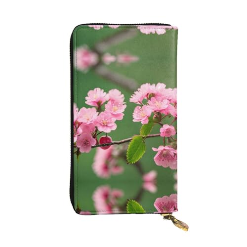 GaxfjRu Pink Cherry Blossoms Praktische Damen Geldbörse - Kunstleder mit Metallreißverschluss, mehreren Fächern und Kartenfächern, Rosa Kirschblüten, Einheitsgröße, Classic von GaxfjRu