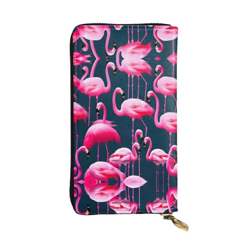 GaxfjRu Pink Flamingos Praktische Damen Geldbörse - Kunstleder mit Metallreißverschluss, mehreren Fächern und Kartenfächern, Pink Flamingos, Einheitsgröße, Classic von GaxfjRu