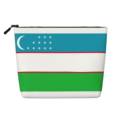 GaxfjRu Reise-Make-up-Tasche mit Flagge der Republik Usbekistan, Kulturbeutel, Kosmetiktasche mit Reißverschluss, Make-up-Organizer für Damen, Schwarz, Einheitsgröße von GaxfjRu