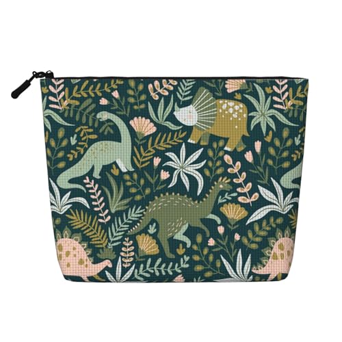 GaxfjRu Reise-Make-up-Tasche mit süßem Dinosaurier-Druck, Kulturbeutel, mit Reißverschluss, Make-up-Organizer für Damen, Schwarz, Einheitsgröße von GaxfjRu
