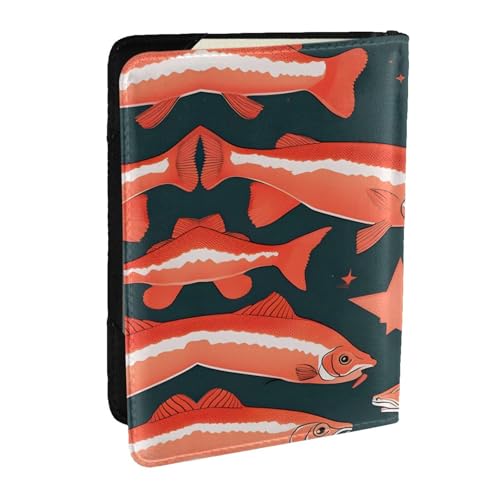 GaxfjRu Reisepasshülle aus Leder, Lachsdruck, wasserdicht, Reisebrieftasche, Reisepasshülle für Damen und Herren, Schwarz , Einheitsgröße von GaxfjRu