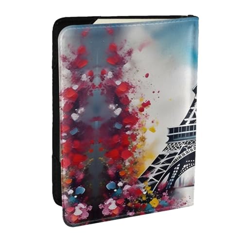 GaxfjRu Reisepasshülle aus Leder, Motiv: Eiffelturm, Paris, Malerei, Druck, wasserdicht, Reisebrieftasche, Reisepasshülle für Damen und Herren, Schwarz , Einheitsgröße von GaxfjRu
