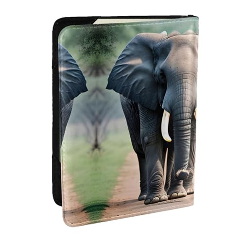 GaxfjRu Reisepasshülle aus Leder, Motiv: Elefantenfamilie, wasserdicht, Reisebrieftasche, Reisepasshülle für Damen und Herren, Schwarz , Einheitsgröße von GaxfjRu
