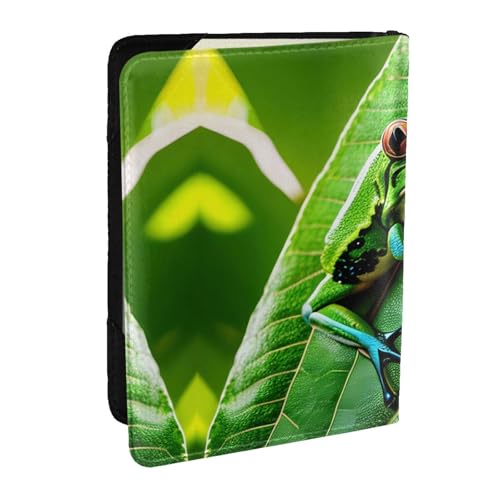 GaxfjRu Reisepasshülle aus Leder, Motiv: Froschblätter, wasserdicht, Reisebrieftasche, Reisepasshülle für Damen und Herren, Schwarz , Einheitsgröße von GaxfjRu