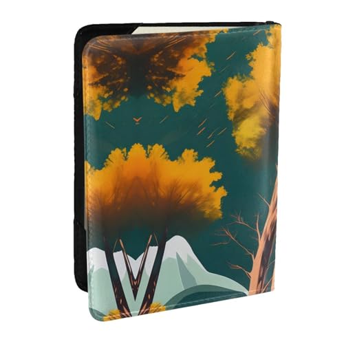 GaxfjRu Reisepasshülle aus Leder, Motiv: Nationalparks, Motiv: Sonnenscheinbäume, wasserdicht, Reisebrieftasche, Reisepasshülle für Damen und Herren, Schwarz , Einheitsgröße von GaxfjRu