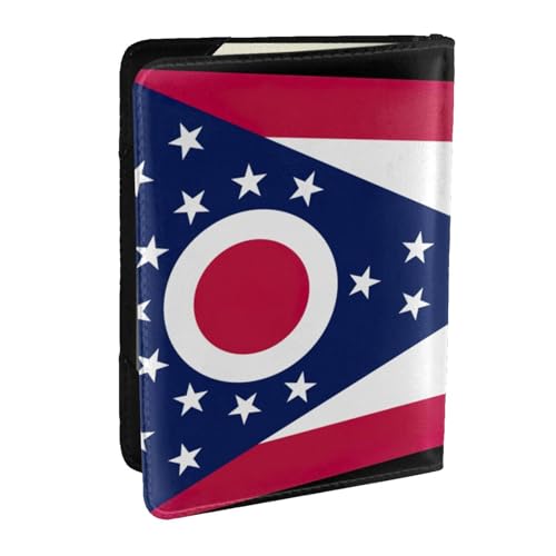 GaxfjRu Reisepasshülle aus Leder, Motiv: Ohio Staatsflagge, wasserdicht, Reisebrieftasche, Reisepasshülle für Damen und Herren, Schwarz , Einheitsgröße von GaxfjRu