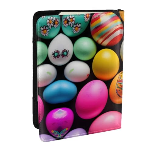 GaxfjRu Reisepasshülle aus Leder, Motiv: Ostereier, wasserdicht, Reisebrieftasche, Reisepasshülle für Damen und Herren, Schwarz , Einheitsgröße von GaxfjRu