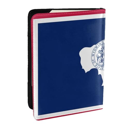 GaxfjRu Reisepasshülle aus Leder, Motiv: Wyoming Staatsflagge, wasserdicht, Reisebrieftasche, Reisepasshülle für Damen und Herren, Schwarz , Einheitsgröße von GaxfjRu