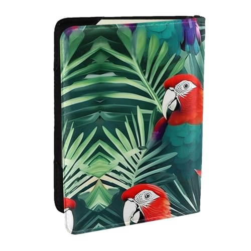 GaxfjRu Reisepasshülle aus Leder, Motiv: tropische Blumen, Papageien, wasserdicht, Reisebrieftasche, Reisepasshülle für Damen und Herren, Schwarz , Einheitsgröße von GaxfjRu